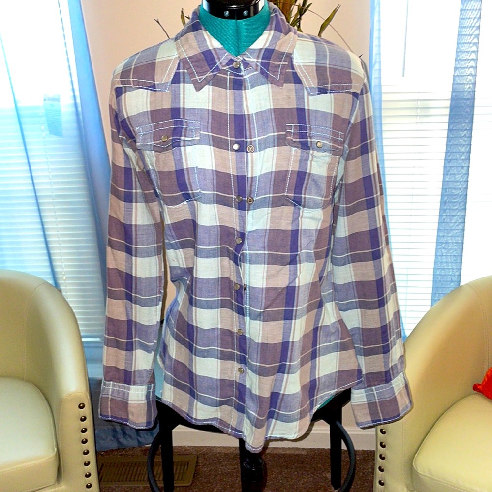 Old Navy | Sky Blue & Gray Long Sleeve Button Down Shirt